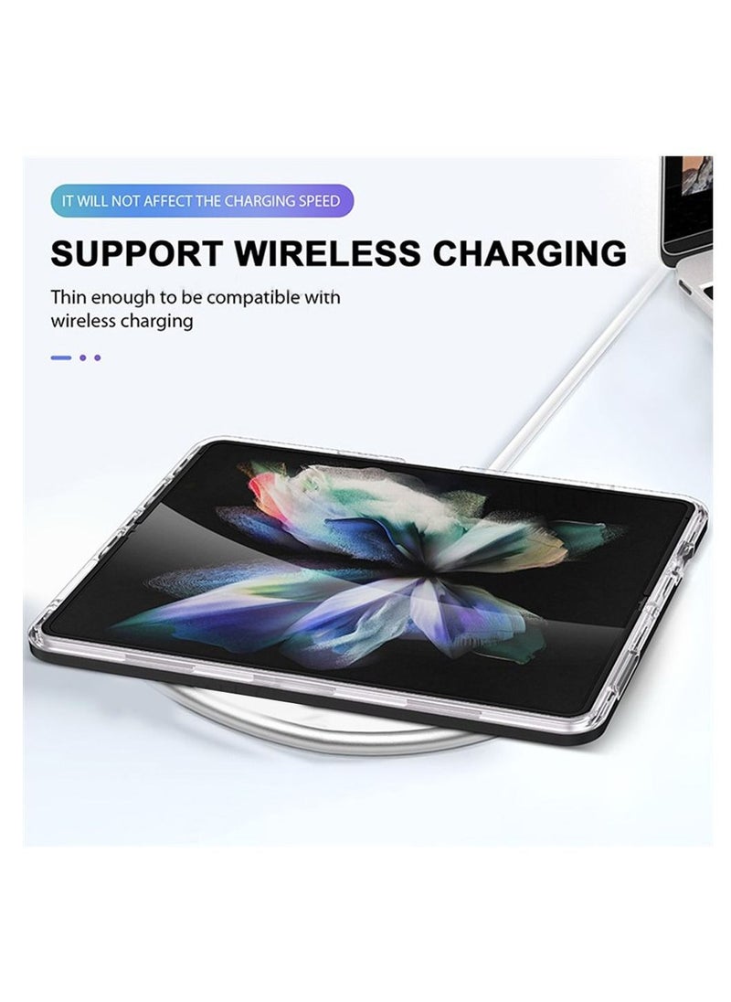 CATANES Samsung Galaxy Z Fold 3 Clear Hybrid Case Shockproof Soft TPU Cover with Anti-Drop Hard PC Bumper Black  - Image 4