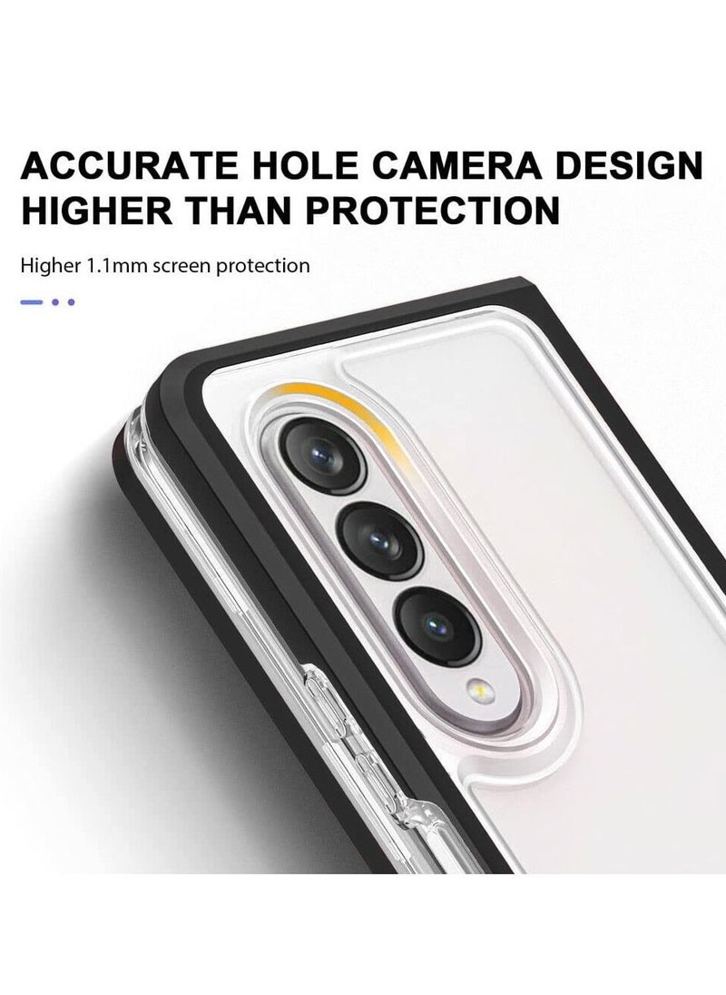 CATANES Samsung Galaxy Z Fold 3 Clear Hybrid Case Shockproof Soft TPU Cover with Anti-Drop Hard PC Bumper Black  - Image 5