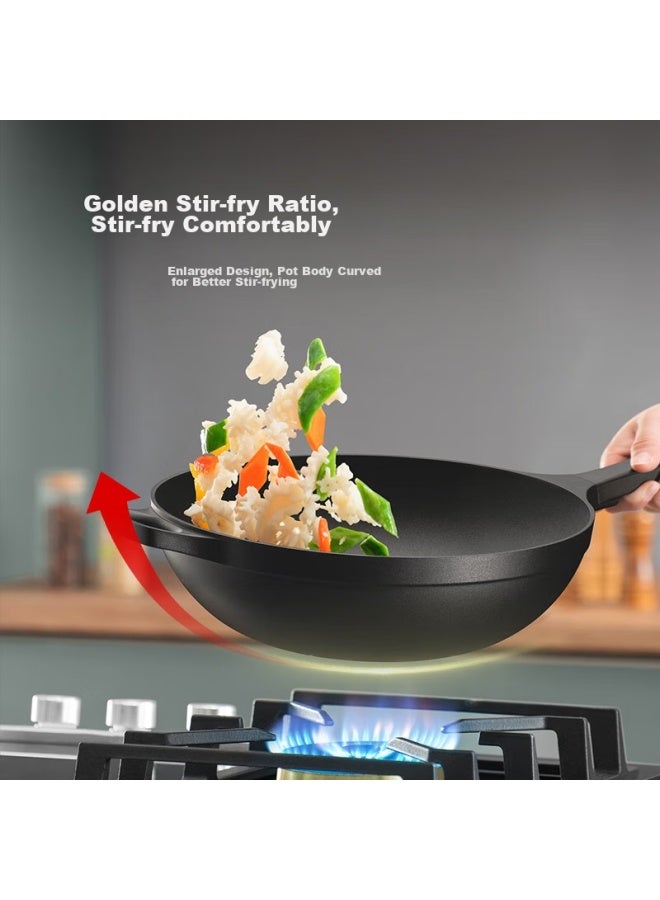 Supor Italian-style Red Dot Cast Aluminum Non-stick Wok, Heat-resistant, less, Non-stick Frying Pan, 32cm, Ec32sap01 - Image 3