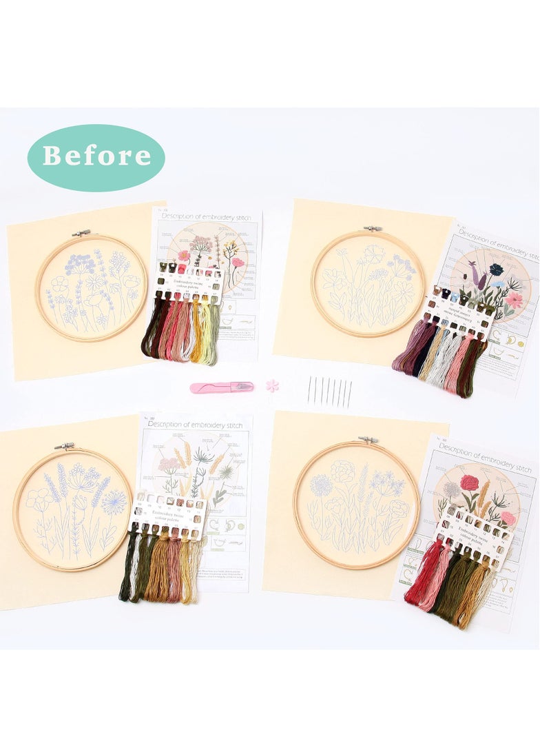 SYOSI Embroidery Kit for Beginners, Hand DIY Cross Stitch Kits, Plants Flowers Embroidery and Natural Landscape Patterns with Embroidery Hoops and Color Threads for Adults Kids  - Image 2