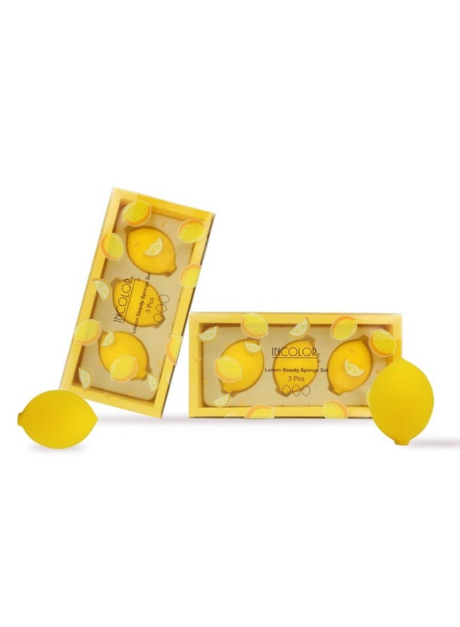 INCOLOR Face Makeup Beauty Blender Sponge Puff For Powder Concealer And Foundation Applicator Set Of 3 (Lemon) - Image 1