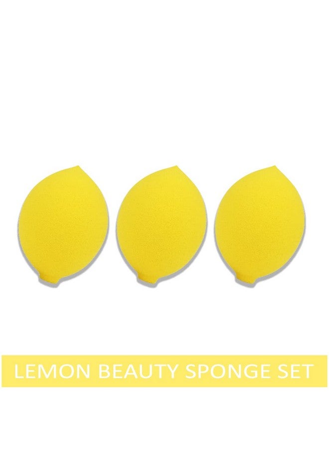 INCOLOR Face Makeup Beauty Blender Sponge Puff For Powder Concealer And Foundation Applicator Set Of 3 (Lemon) - Image 3