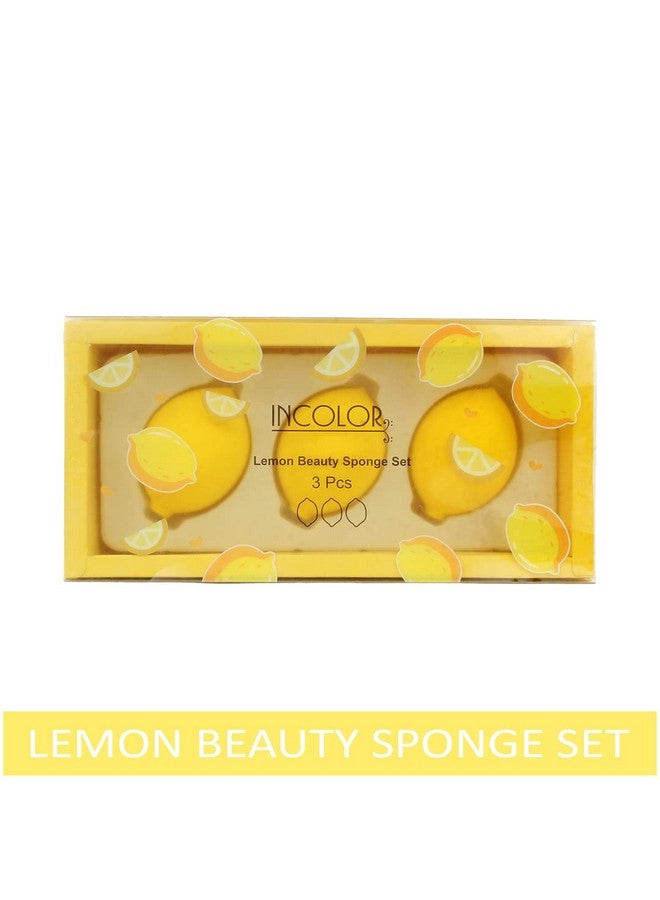 INCOLOR Face Makeup Beauty Blender Sponge Puff For Powder Concealer And Foundation Applicator Set Of 3 (Lemon) - Image 2