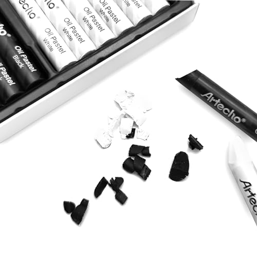 Artecho Oil Pastels Set of 12 PCS, 6 White and 6 Black, Crayons for Art Painting, Drawing, Blending (10 x 70 mm) - Image 2