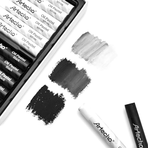 Artecho Oil Pastels Set of 12 PCS, 6 White and 6 Black, Crayons for Art Painting, Drawing, Blending (10 x 70 mm) - Image 3