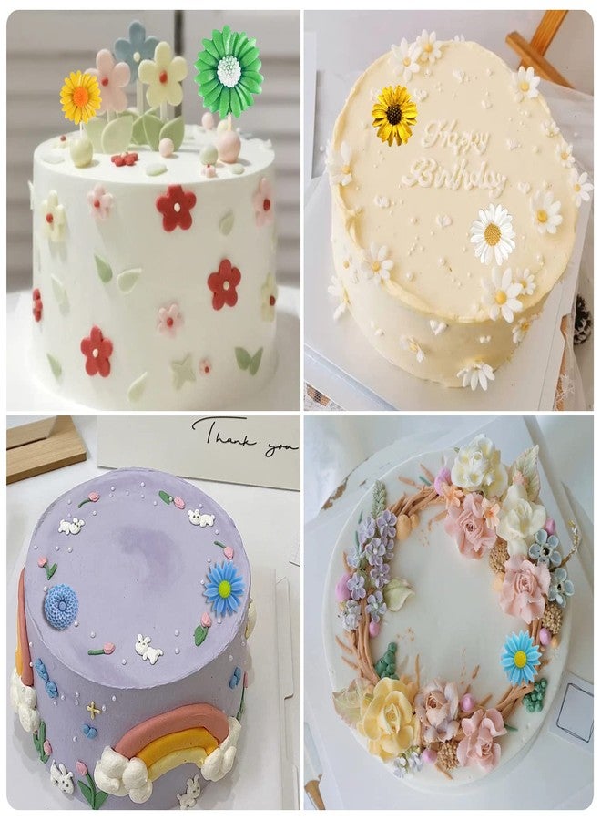 Mujiang Chrysanthemum Flower Silicone Mold Daisy Flower Fondant Molds Sunflower Fondant Molds For Cake Decoration Cupcake Topper Candy Polymer Clay Chocolate Gum Paste Set Of 6 - Image 5