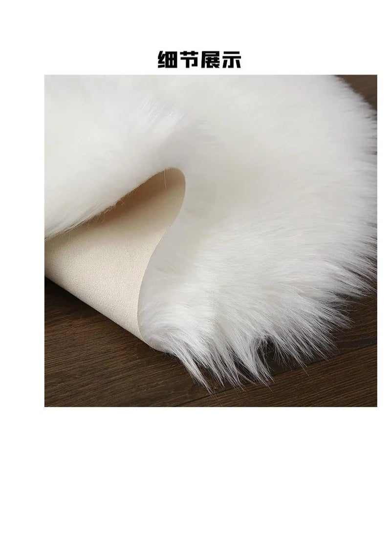 BAIG 3Pcs set, 1pc couch carpet 180*60cm, 1pc half couch carpet 90*60cm, 1pc pillow with filling 45*45cm,soft faux fluffy rugs artificial sheepskin long hair carpet floor wool fluffy mat,non slip - Image 2