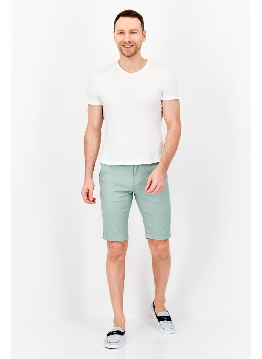 DeFacto - Men Textured Belted Basic Short, Sage - Image 1