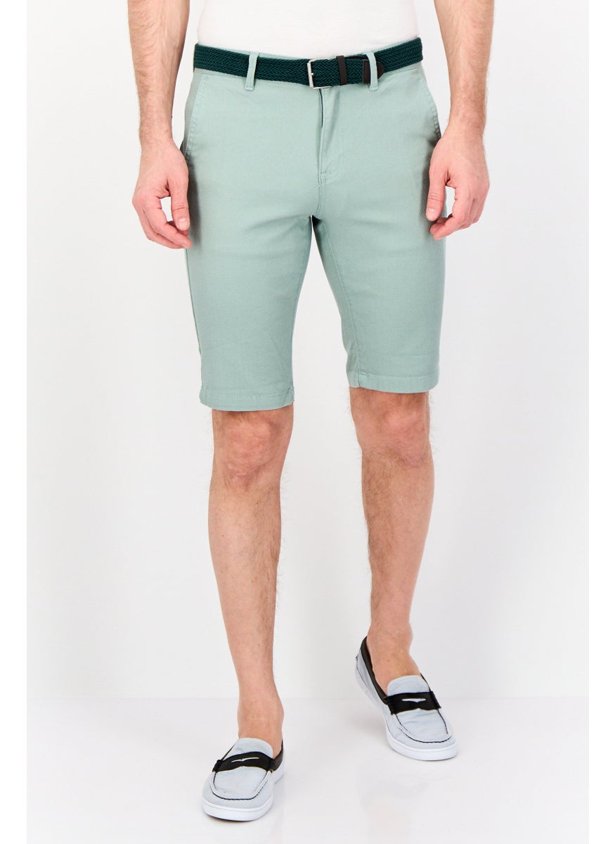 DeFacto - Men Textured Belted Basic Short, Sage - Image 1