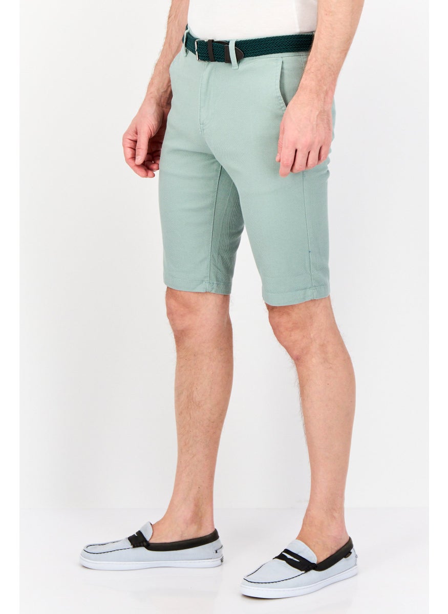 DeFacto - Men Textured Belted Basic Short, Sage - Image 1