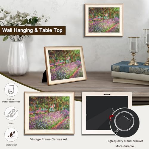 UNIRO Framed Canvas Wall Art Decor Vintage Claude Monet Wall Art Prints Aesthetic Room Decor Claude Monet Impressionist Landscape Painting Monet Garden Flowers Picture Wall Decor Artwork for Living Room Bedroom Home Kitchen 10x12Inch - Image 3
