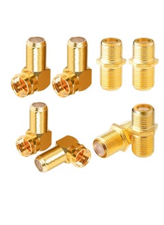 SUNSAR 8Pack Coaxial Cable Connector and Female to Female F-Type Gold Plated AdapterRight Angle RG6 Coax Cable Extender, for TV Cables  - Image 1