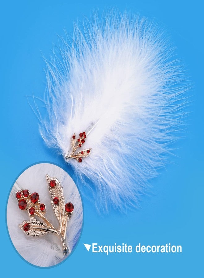 MWOOT 4Pcs White Feather Fascinators Hair Clips, Handmade Feather Headpiece Rhinestones Hair Clips, Barrettes Headpiece for Women and Girls, Party Hairpins Hair Accessory - Image 5
