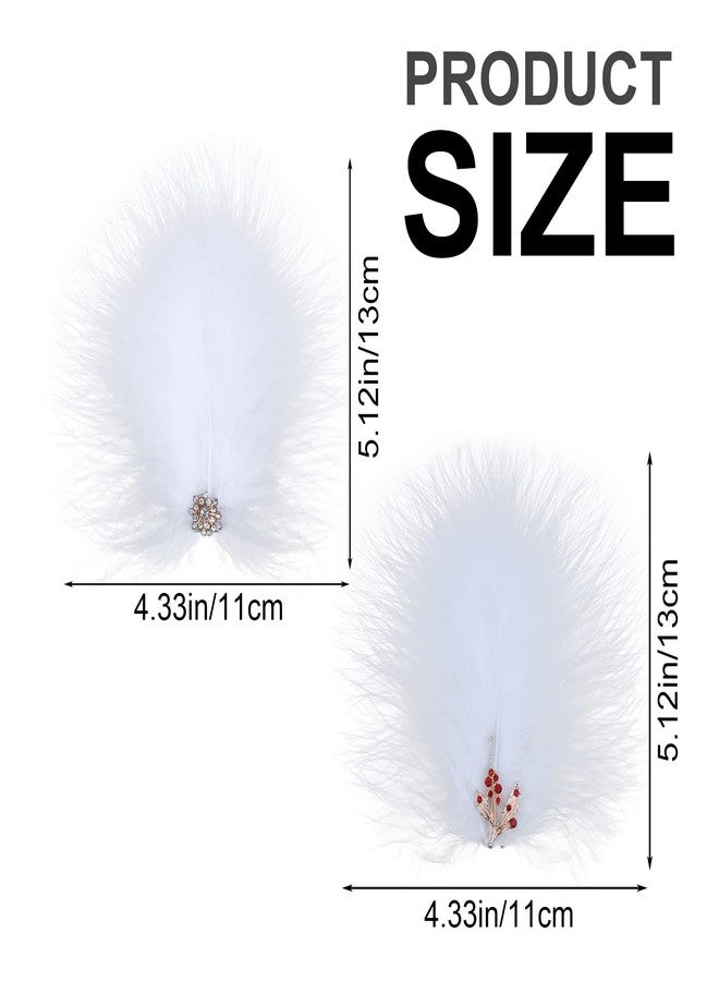 MWOOT 4Pcs White Feather Fascinators Hair Clips, Handmade Feather Headpiece Rhinestones Hair Clips, Barrettes Headpiece for Women and Girls, Party Hairpins Hair Accessory - Image 4