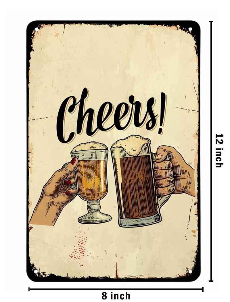 Aoyego Beer Tin Sign Heaits Hand Bar Glass Celebration Cup Cup Full Clivid Clip include intage metal tin signs for cafes bars pubs shop decorative funny retro signs for men women 8x12 inch - Image 2