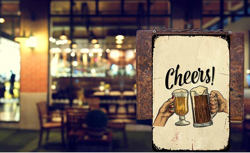 Aoyego Beer Tin Sign Heaits Hand Bar Glass Celebration Cup Cup Full Clivid Clip include intage metal tin signs for cafes bars pubs shop decorative funny retro signs for men women 8x12 inch - Image 3