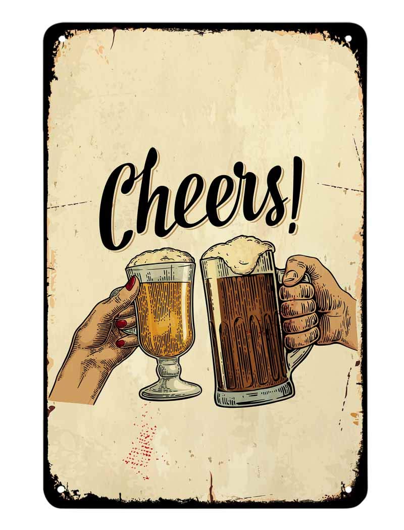 Aoyego Beer Tin Sign Heaits Hand Bar Glass Celebration Cup Cup Full Clivid Clip include intage metal tin signs for cafes bars pubs shop decorative funny retro signs for men women 8x12 inch - Image 1