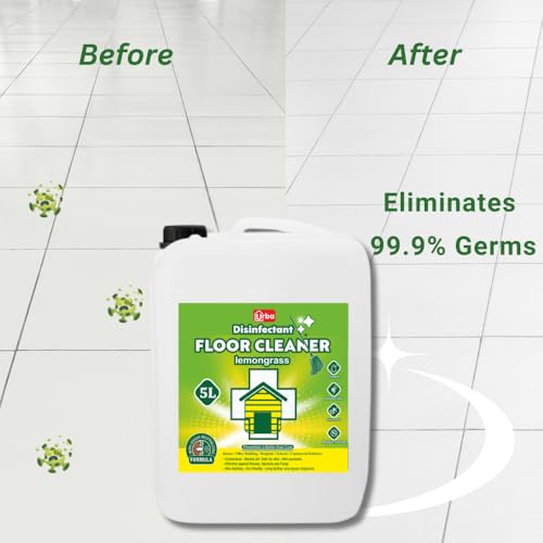 Urba Floor Cleaner Liquid - 5 Litres| Concentrated |Lemongrass Fragrance | Multi-Surface Cleaner | Bathroom Tile Cleaner| 99.99% Bacterial Production| Money saving Pack| 5L - Image 5