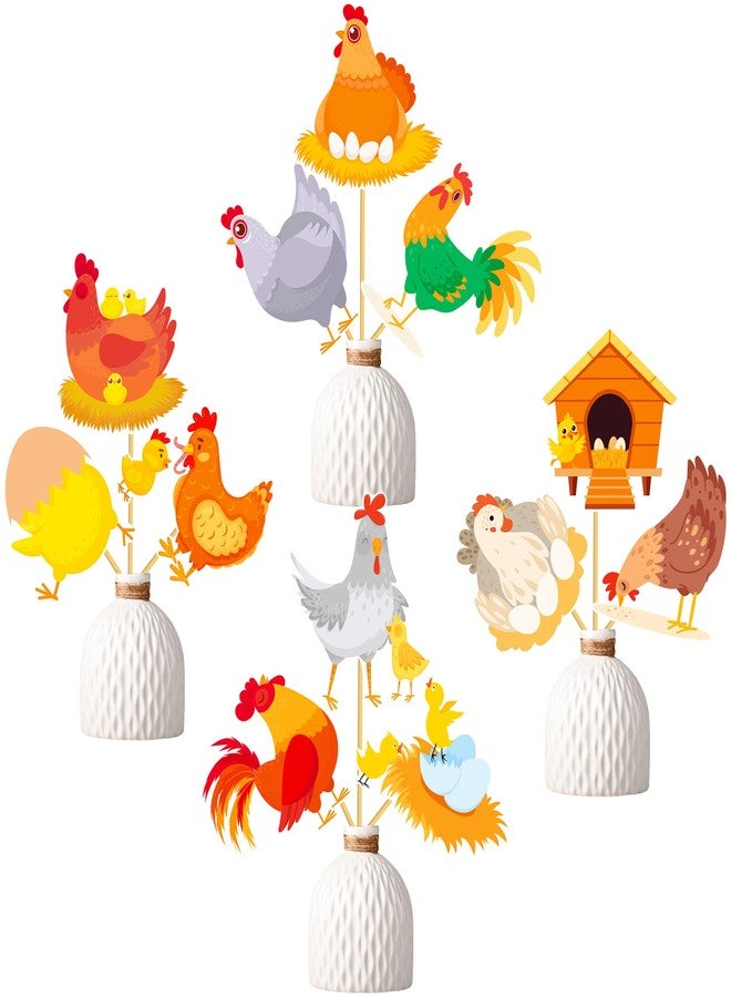 اوموني زينة طاولة حفلات الدجاج المركزية، 18 قطعة من مستلزمات حفلات أعياد الميلاد على شكل دجاج المزرعة، زينة طاولة على شكل دجاجة لحيوانات المزرعة، ديكور لحفل استقبال المولود الجديد - Image 2