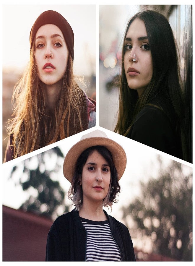 Yolev 9Pcs Fake Septum Piercings - Stainless Steel Double Hoop Nose Ring, Faux Septum Ring for Women - Image 3