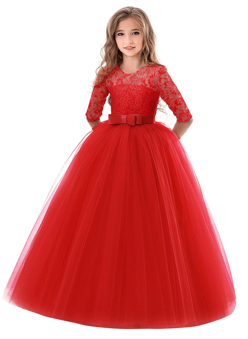 NIBEMINENT Fashionable Cute Girls Dresses Red