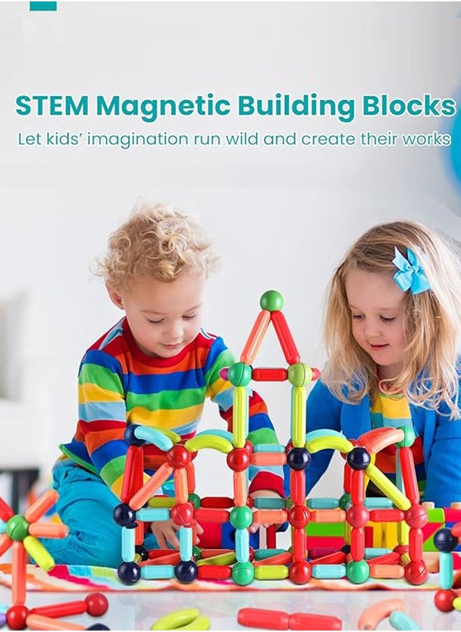 Magnetic Building Blocks for Kids: STEM Educational Learning Toys - Montessori Fun Indoor Preschool Activity for Toddlers and 3+ Year Olds  Gifts for kids 3+ years  - Image 1