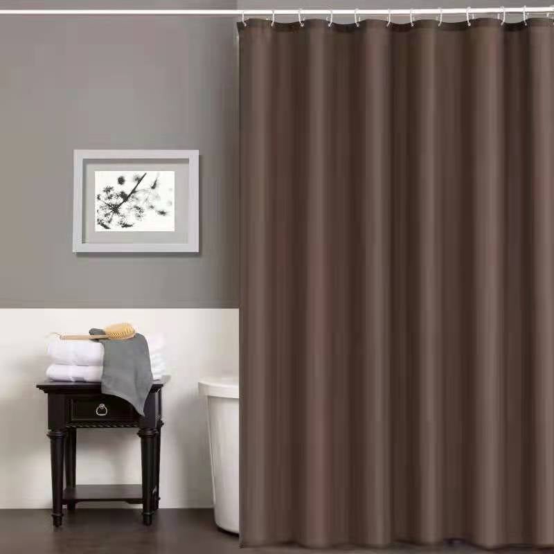 general Gray Polyester Shower Curtain Waterproof Thickened Bathroom Fabric with Hooks - Image 1
