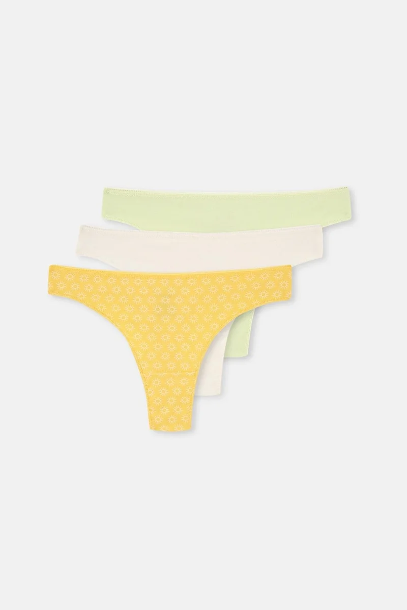 داجي Multicolor Women's 3-Patterned Thong Panties
