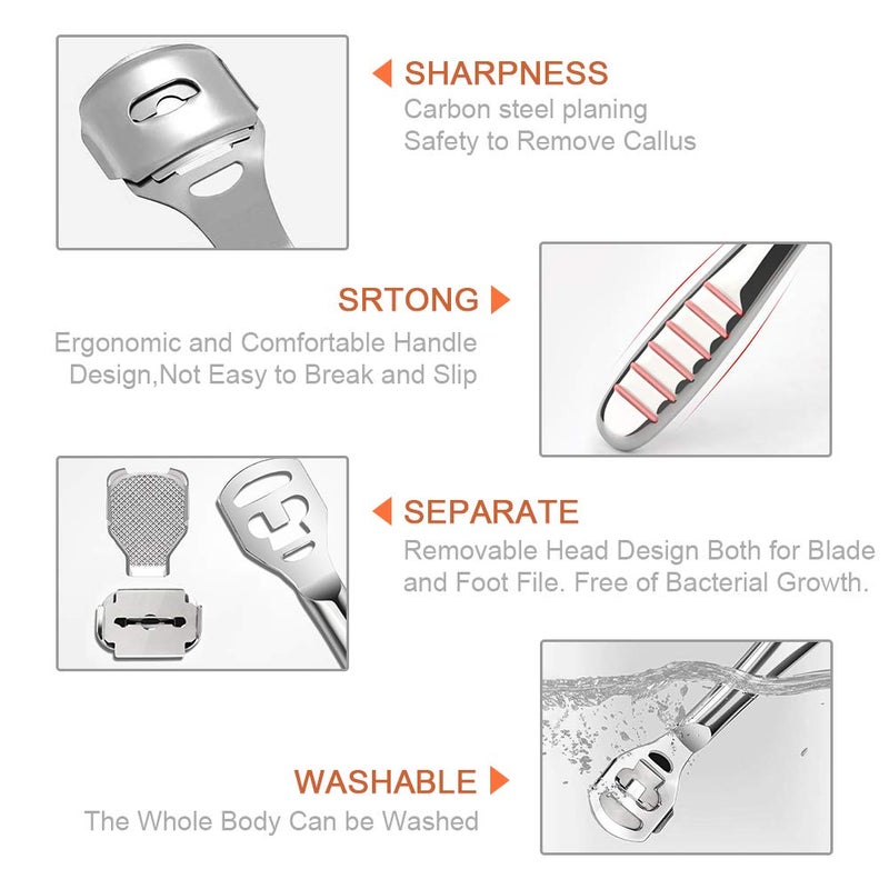 Codream Pedicure Callus Shaver Foot File Care Hard Skin Remover Callus Shaver Sets with Case, Foot File Heads & 10 Replacement Blade - Image 2