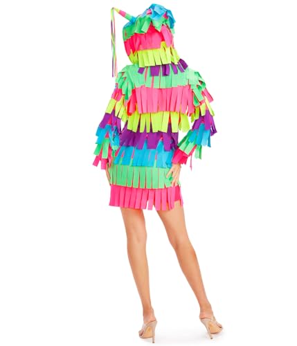 Tipsy Elves Halloween Costumes for Women Adult Hooded Long Sleeve Front Zipper Dress Womens Fun Costume Party Outfit - Fun and Cute Colorful Dress - Multicolored Pinata Costume Dress Size Large - Image 2