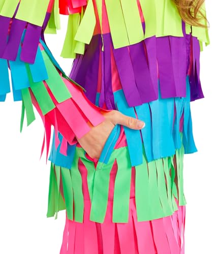 Tipsy Elves Halloween Costumes for Women Adult Hooded Long Sleeve Front Zipper Dress Womens Fun Costume Party Outfit - Fun and Cute Colorful Dress - Multicolored Pinata Costume Dress Size Large - Image 4