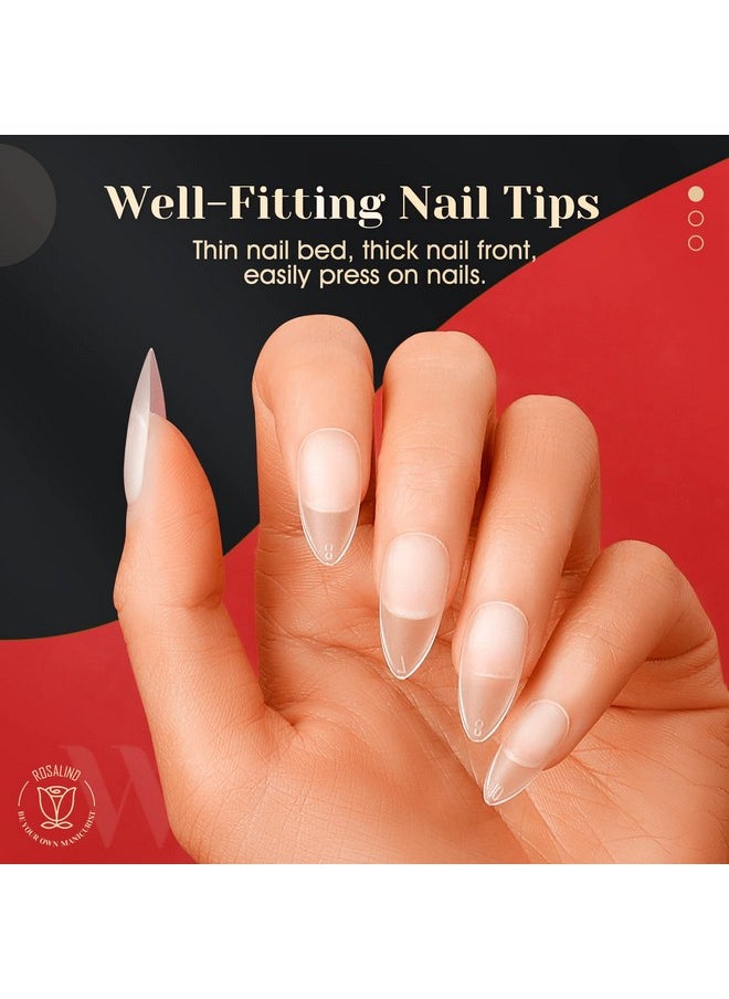 Rosalind 300Pcs Full Matte Short Almond Gel Nail Tipsrosalind 15 Sizes Full Cover Almond Nail Tips Acrylic Fake Nails Extension Nail Artsoak Off Soft Gel Nail Tips With Box (Preshaped No Filed)  - Image 3