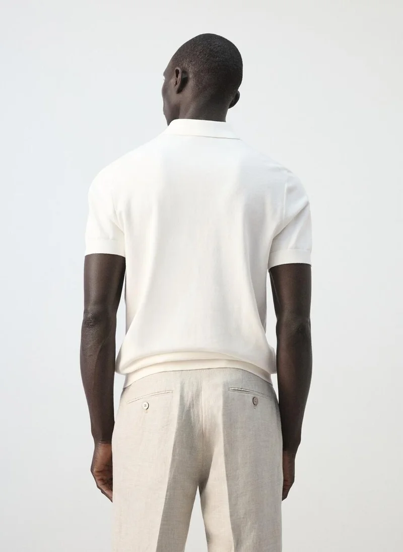 مانجو مان 100% cotton fine-knit polo shirt