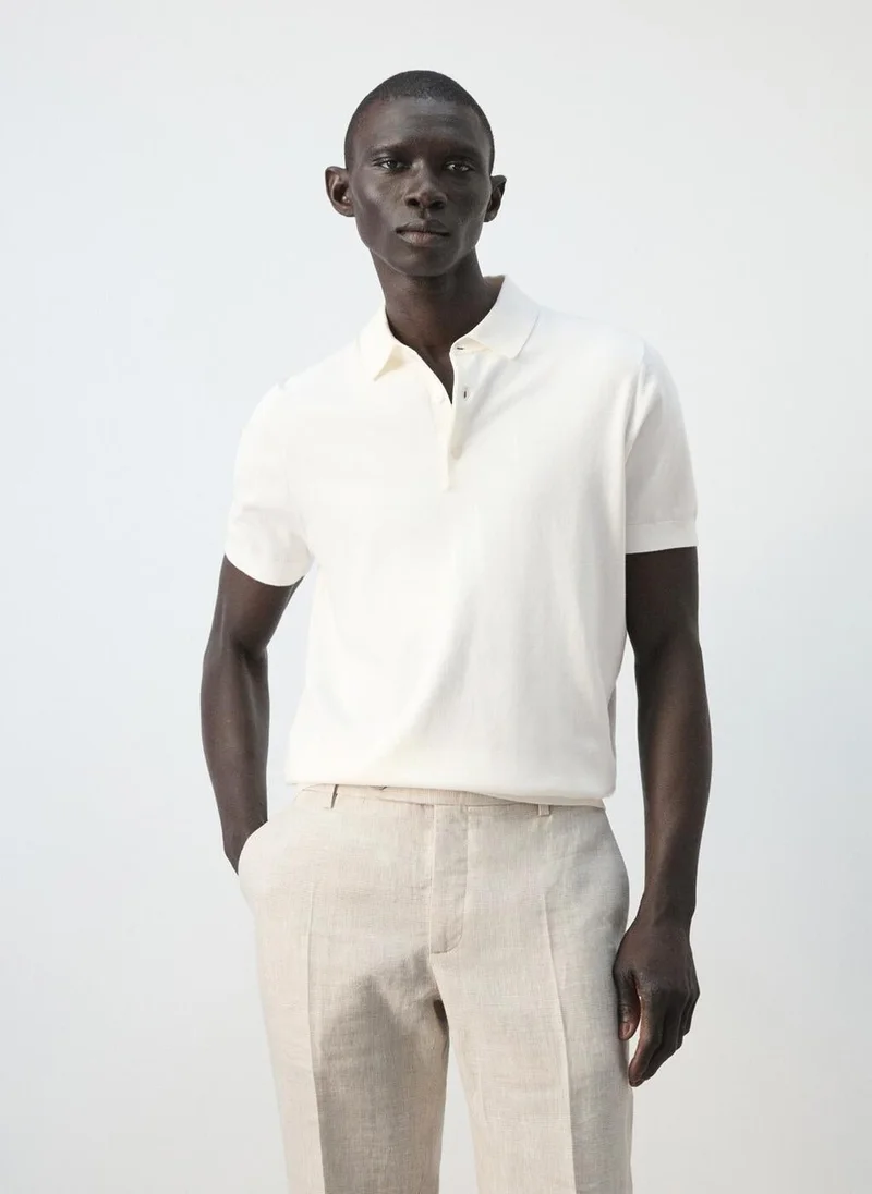 مانجو مان 100% cotton fine-knit polo shirt