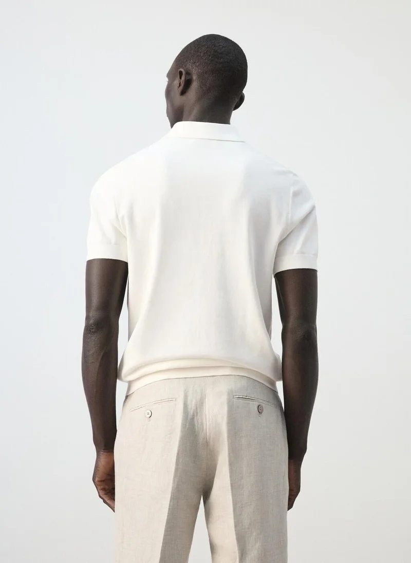 مانجو مان 100% cotton fine-knit polo shirt