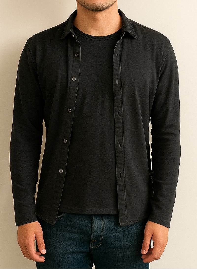 Mens Round Neck Long Sleeve Solid Undershirt-Men's Long Sleeve Crew Neck T-Shirt  - Image 2