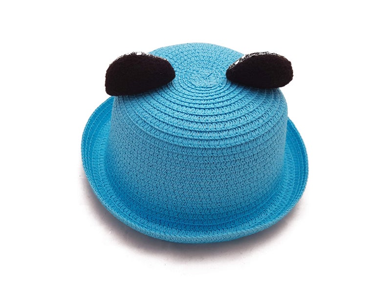 VRITRAZ Kids Kitty Hat, Summer Fashion Straw Bucket Cap, Suitable for 3-12 Years (Blue) - Image 4