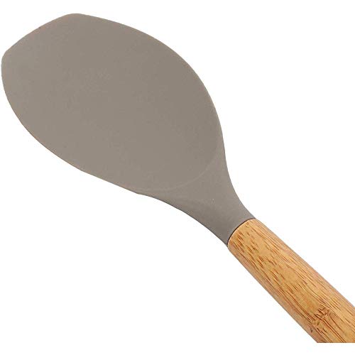 Sabichi Silicone Grey Head Spoon Spatula | Bamboo Handle Premium Non-Stick Kitchen Cookware | Heat Resistant Silicone Spoon - Image 2