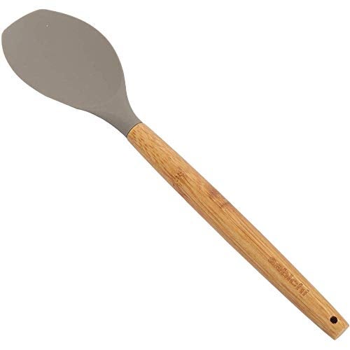 Sabichi Silicone Grey Head Spoon Spatula | Bamboo Handle Premium Non-Stick Kitchen Cookware | Heat Resistant Silicone Spoon - Image 3