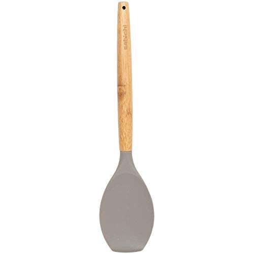 Sabichi Silicone Grey Head Spoon Spatula | Bamboo Handle Premium Non-Stick Kitchen Cookware | Heat Resistant Silicone Spoon - Image 1