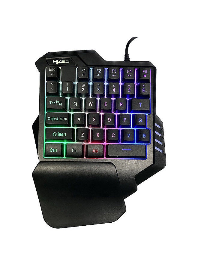 HXSJ - G92 One Hand Keyboard 35 Key Single Hand Membrane Mini 35 Keys Gaming Keyboard with Colorful Backlit USB Wired Replacement for Online Game - Image 1