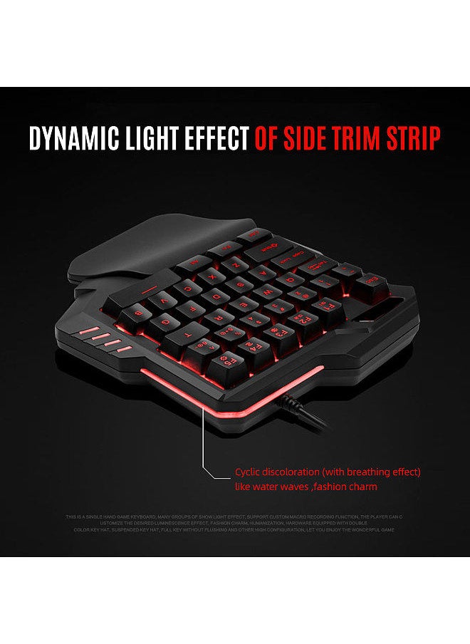 HXSJ - G92 One Hand Keyboard 35 Key Single Hand Membrane Mini 35 Keys Gaming Keyboard with Colorful Backlit USB Wired Replacement for Online Game - Image 1