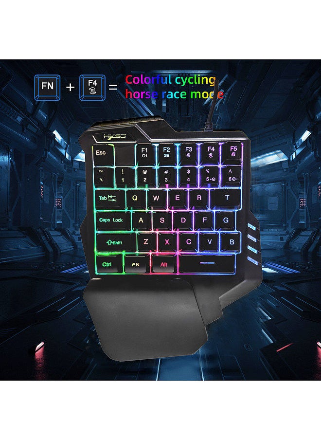 HXSJ - G92 One Hand Keyboard 35 Key Single Hand Membrane Mini 35 Keys Gaming Keyboard with Colorful Backlit USB Wired Replacement for Online Game - Image 1