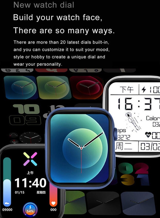 نيبمينينت ساعة FK99 بلس الذكية بشحنٍ لاسلكي وسوار إضافي من النايلون أزرق - Image 4