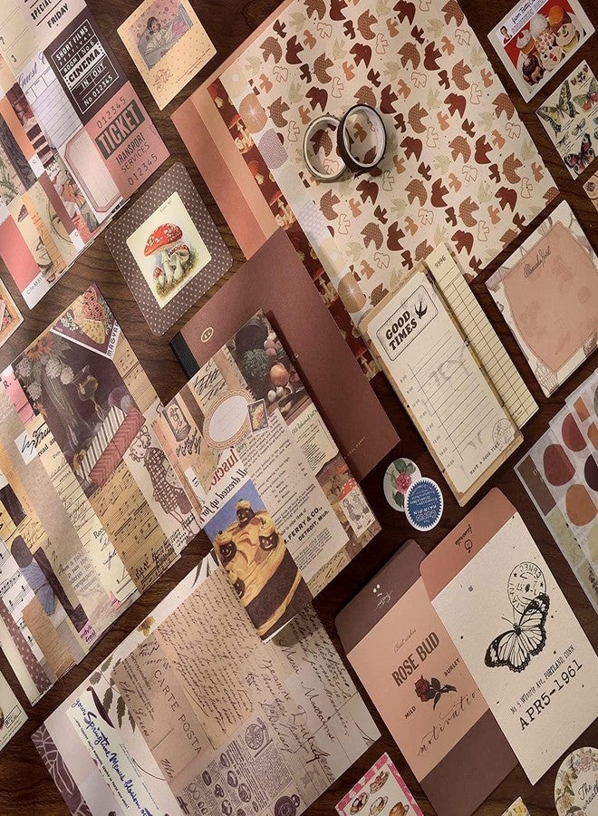 DADA FASHION Vintage Aesthetic Scrapbook Kit || Bullet Junk Journal Kit with Journaling,Scrapbooking Supplies || 346pcs Vintage Scrapbook Stickers || DIY Paper Stickers Craft Kits with A6 Notebook(Brown) - Image 4