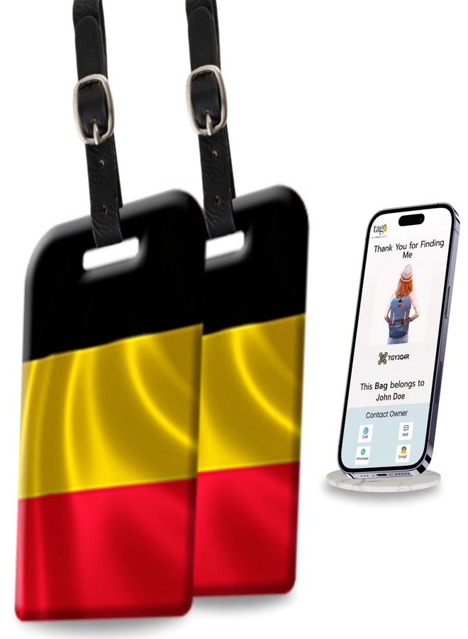 tag8 [Pack 2] tag8 Belgium Flag Smart Luggage tag |Trendy Luggage tag ID Identification | Suitcase Tag | Fashionable Digital Name tag | Airline Compliant, SITA World Tracer Code Enabled | Gift idea - Image 1