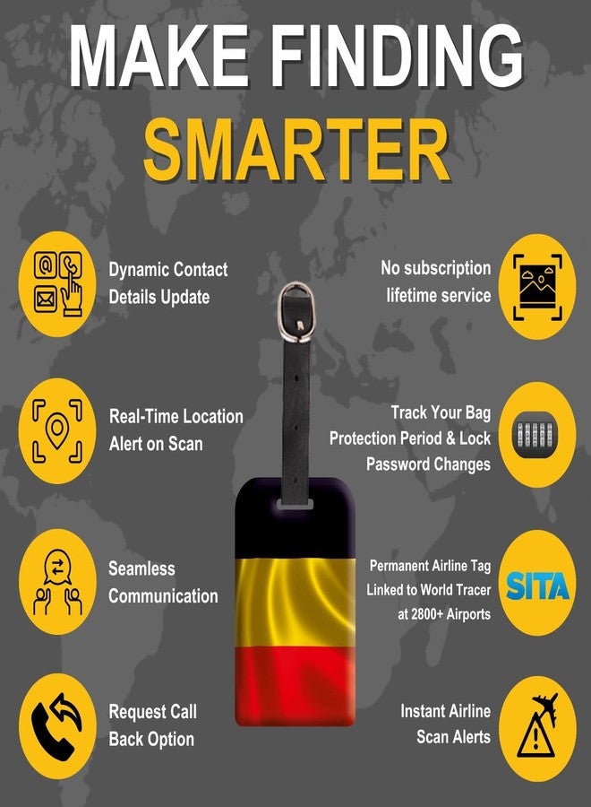 tag8 [Pack 2] tag8 Belgium Flag Smart Luggage tag |Trendy Luggage tag ID Identification | Suitcase Tag | Fashionable Digital Name tag | Airline Compliant, SITA World Tracer Code Enabled | Gift idea - Image 4