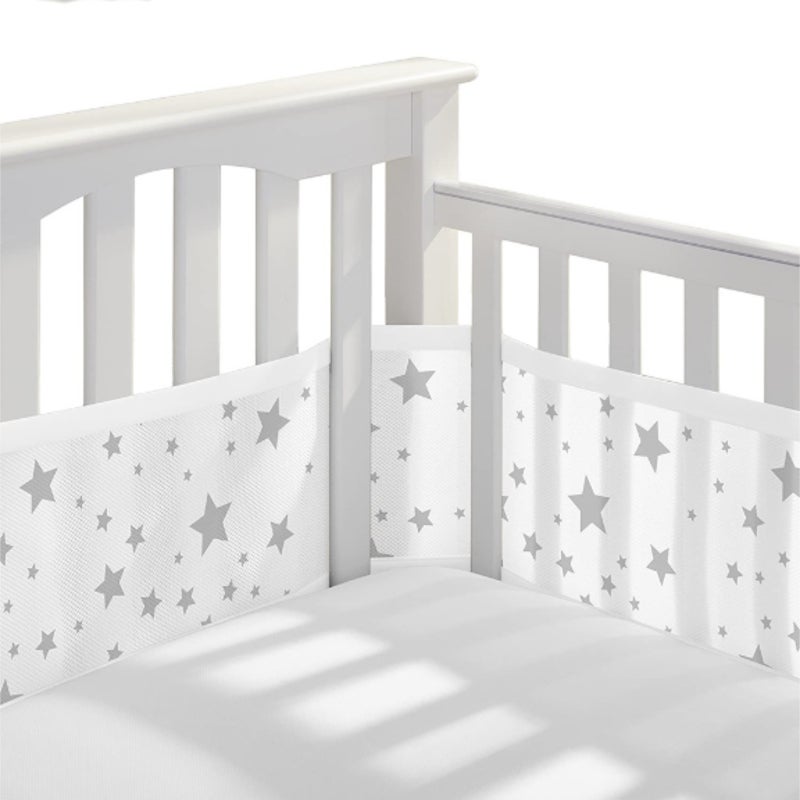 Baby spring and summer breathable, anti-collision, removable and washable bed frame  white - Image 1