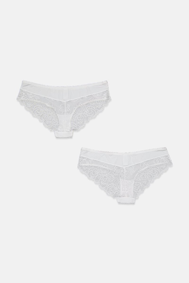 Tchibo Women 2 Pcs Brazilian Textured Panties, White - Image 2