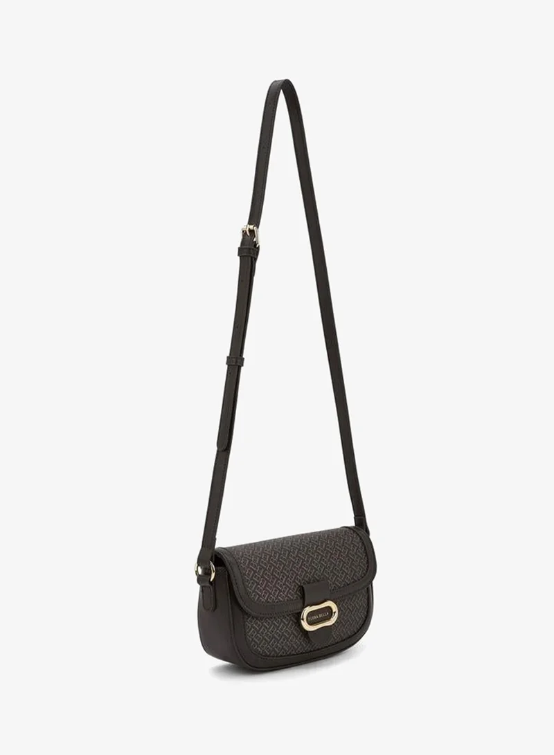 Flora Bella By Shoexpress Flora Bella Monogram Print Crossbody Bag with Adjustable Strap